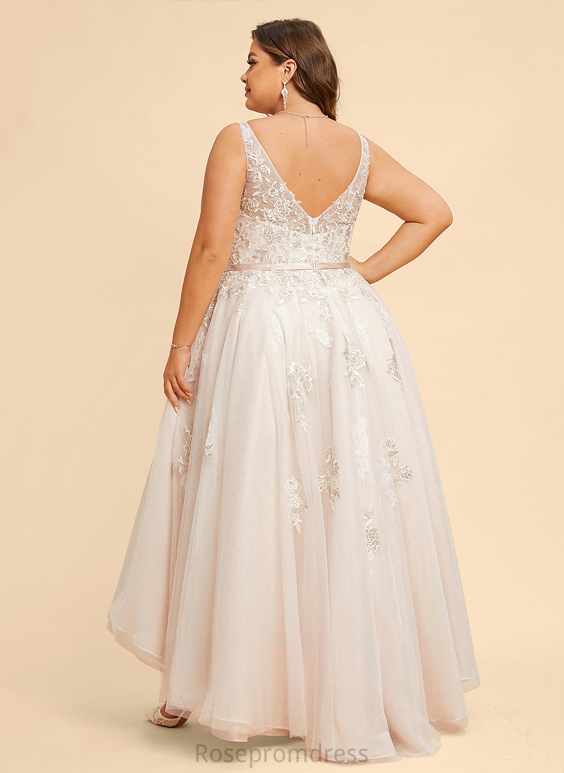 Dress Lena Asymmetrical Wedding Dresses Bow(s) Satin With Lace Wedding A-Line V-neck Tulle