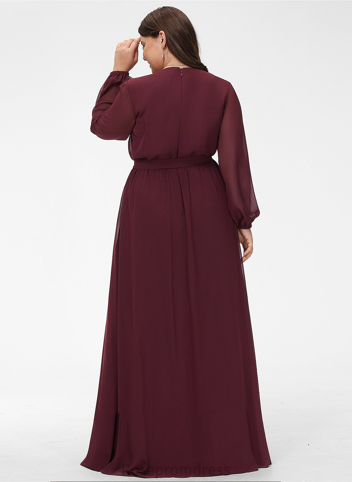 Neckline SplitFront Length Ruffle Fabric A-Line Bow(s) Floor-Length Silhouette V-neck Embellishment Katelyn Bridesmaid Dresses