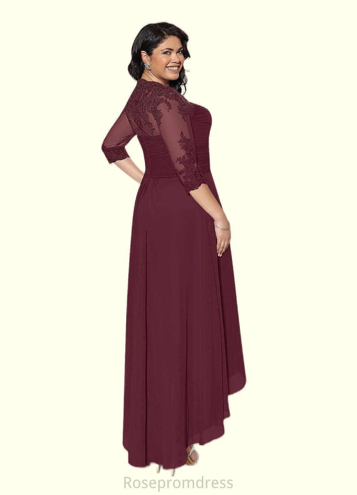 Janiya A-Line Lace Chiffon Asymmetrical Dress SRSP0019875