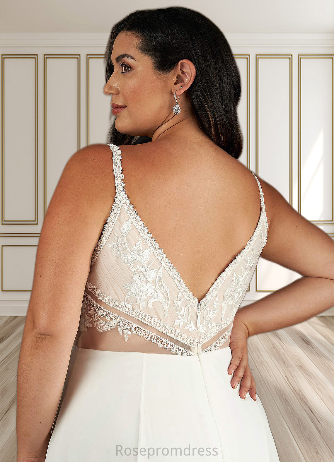 Amy A-Line Sequins Chiffon Chapel Train Dress SRSP0020120