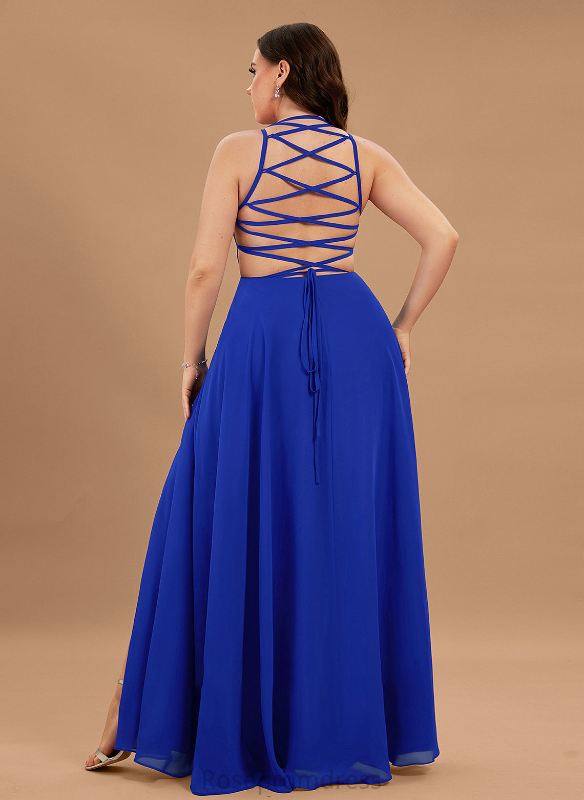 Neck Prom Dresses Floor-Length A-Line Front Split Chiffon With Dayanara Scoop