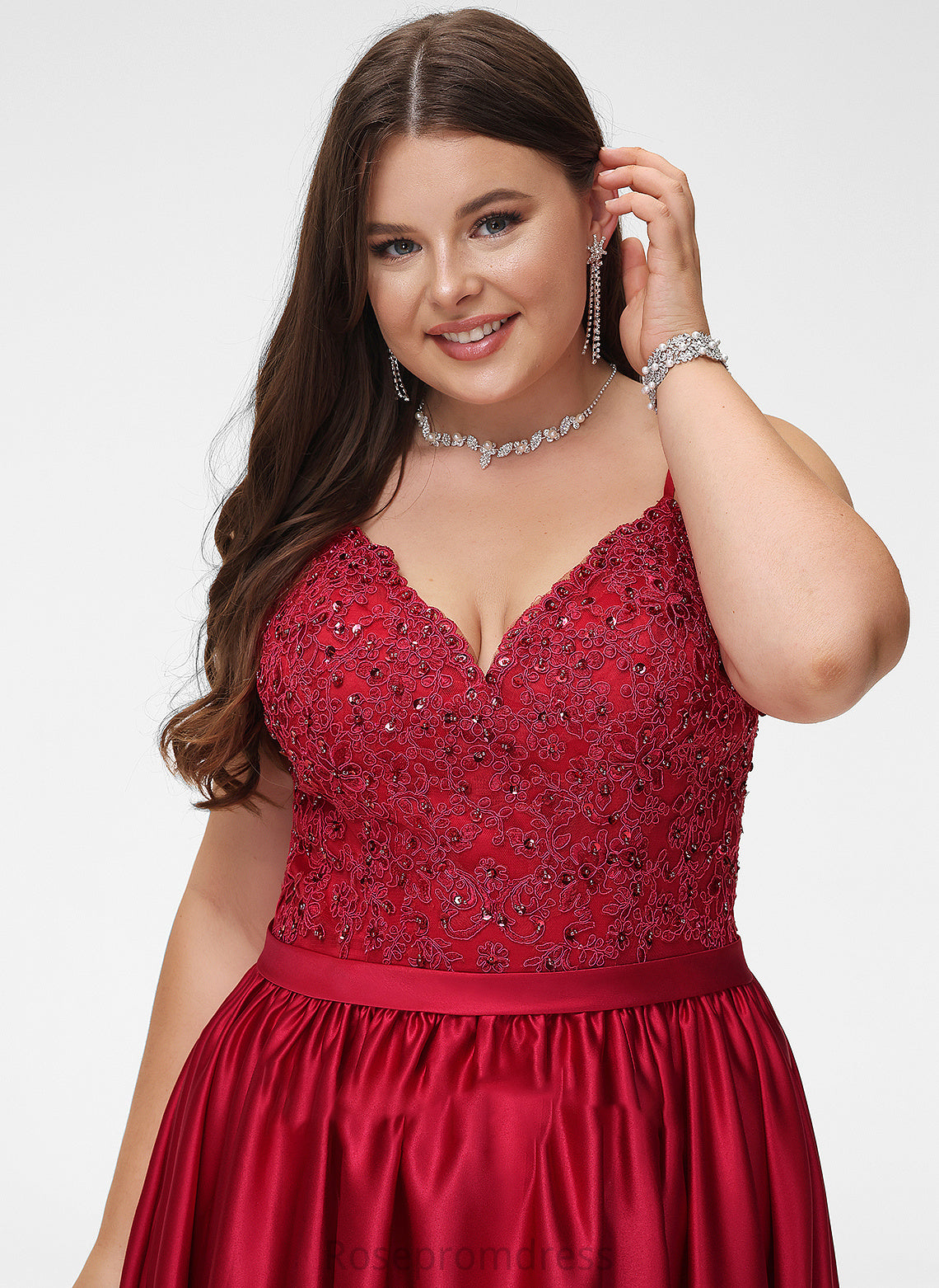 Satin Ball-Gown/Princess V-neck Front Prom Dresses Train Adyson Beading Split Sweep Sequins With