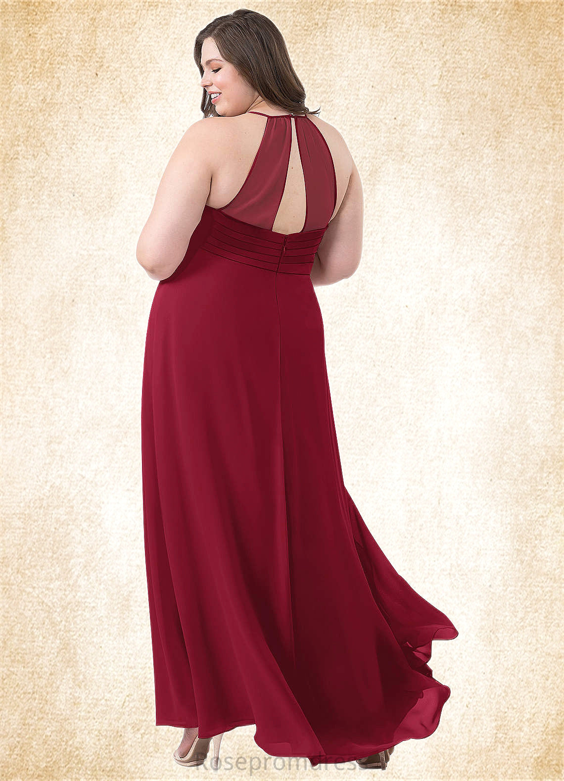 Sandra A-Line Pleated Chiffon Floor-Length Dress SRSP0019722