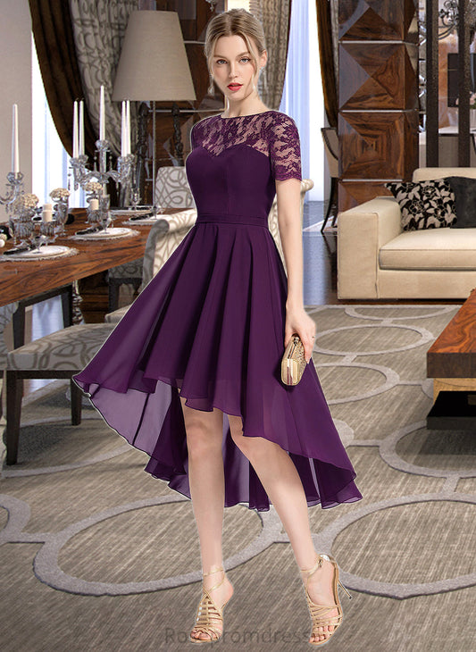 Kayla A-Line Scoop Neck Asymmetrical Chiffon Bridesmaid Dress SRSP0013003