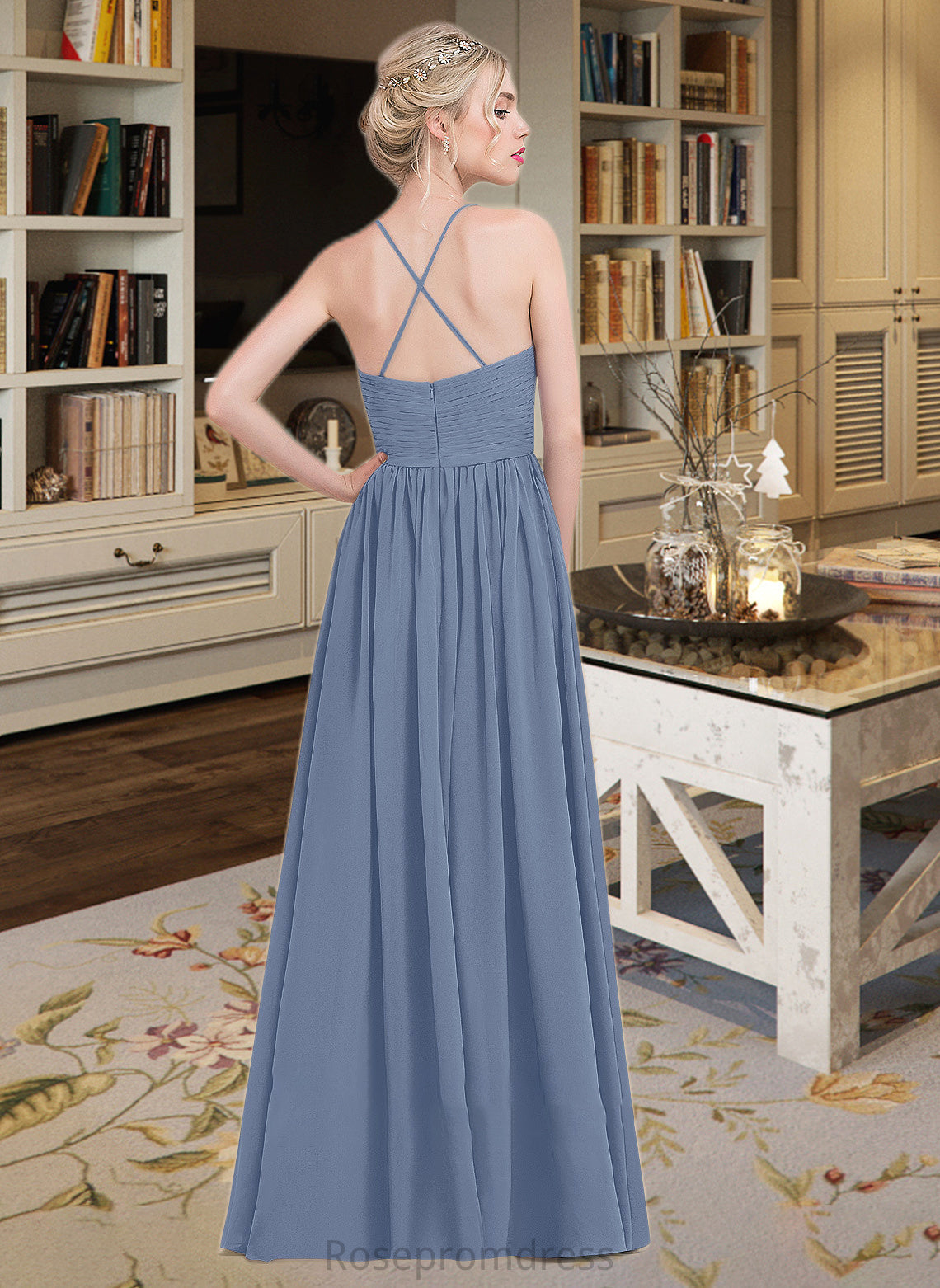 Alejandra A-line Sweetheart Floor-Length Chiffon Bridesmaid Dress With Ruffle SRSP0013020