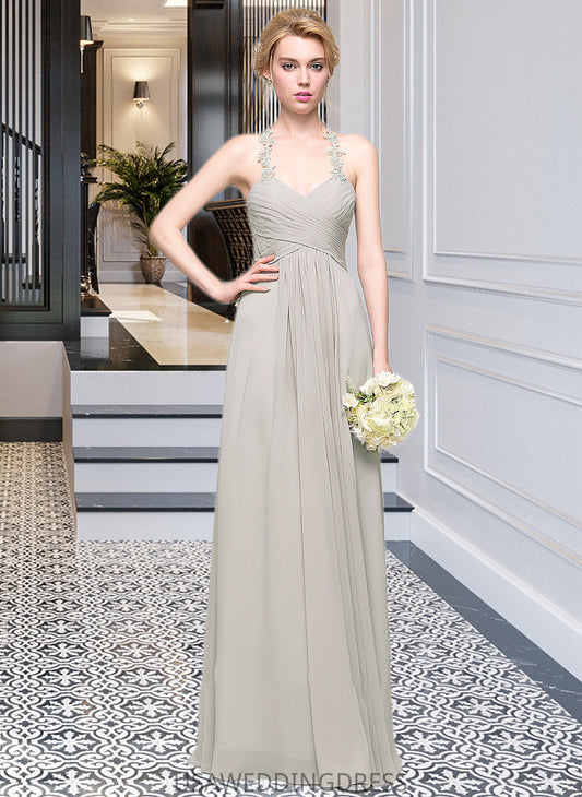 Madison A-Line Sweetheart Floor-Length Chiffon Bridesmaid Dress With Ruffle DSP0013034