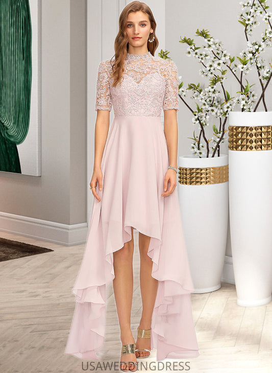 Tori A-Line High Neck Asymmetrical Chiffon Bridesmaid Dress DSP0013037