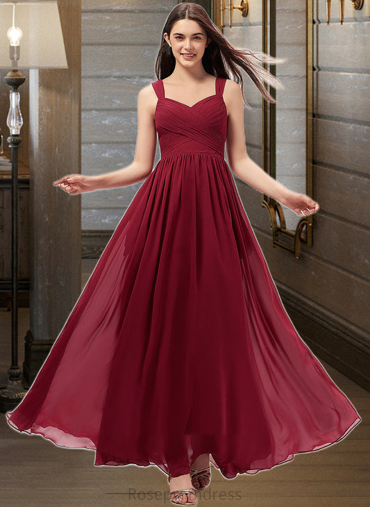 Mila A-Line Sweetheart Floor-Length Chiffon Bridesmaid Dress With Ruffle Pockets SRSP0013087