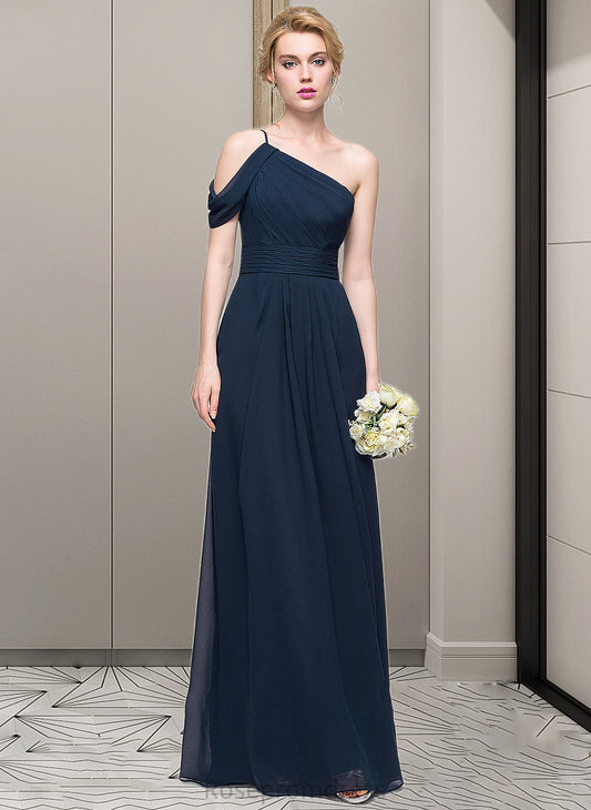 Lauryn A-line One Shoulder Floor-Length Chiffon Bridesmaid Dress With Ruffle SRSP0013091