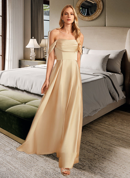 Paige A-Line Off-the-Shoulder Floor-Length Bridesmaid Dress With Split Front Pockets SRSP0013095