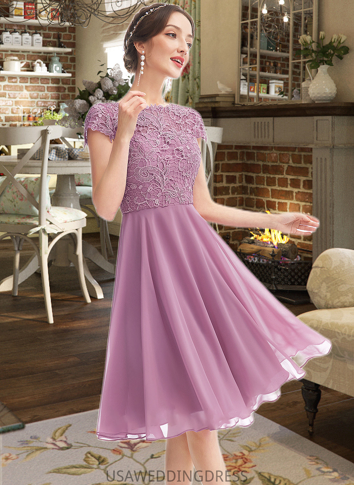 Melany A-Line Scoop Neck Knee-Length Bridesmaid Dress DSP0013119