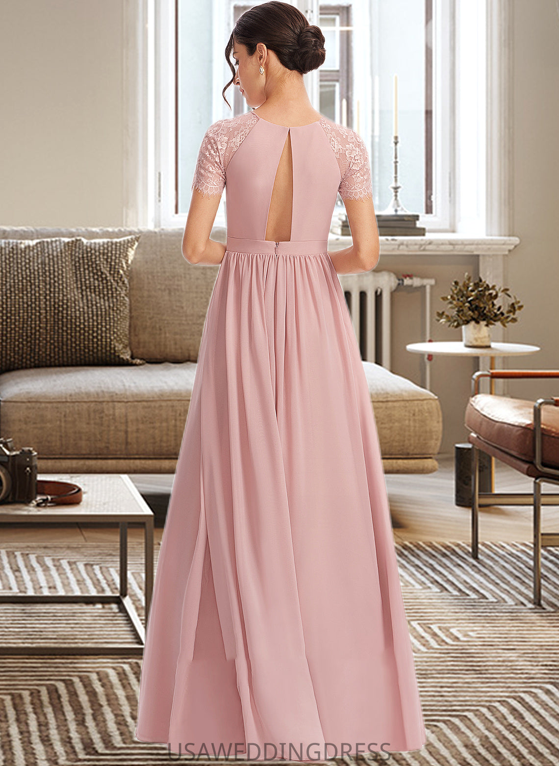 Kailey A-Line Floor-Length Bridesmaid Dress With Lace DSP0013151
