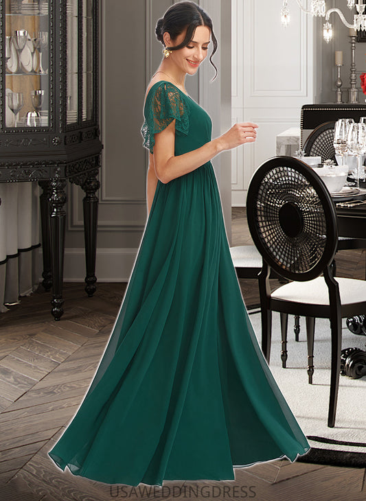 Allisson A-Line V-neck Floor-Length Bridesmaid Dress With Lace Split Front DSP0013166