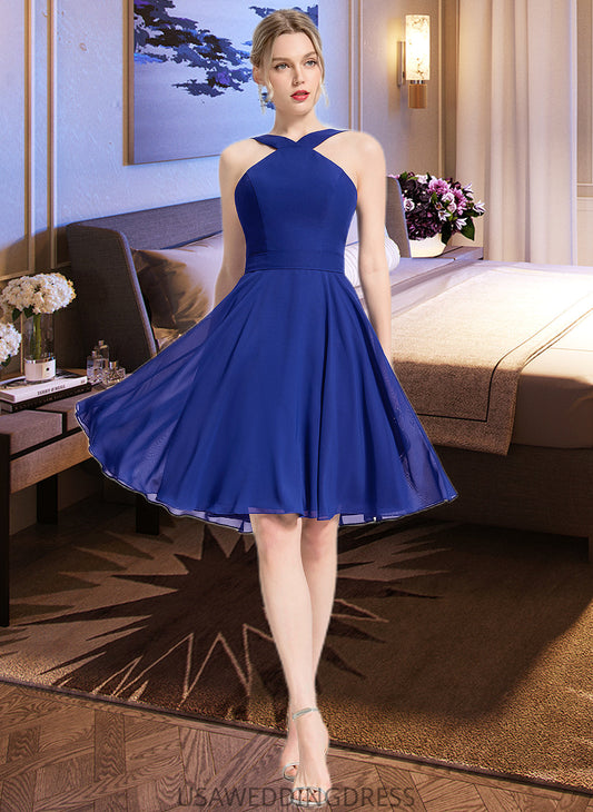 Londyn A-line V-Neck Knee-Length Chiffon Bridesmaid Dress DSP0013170