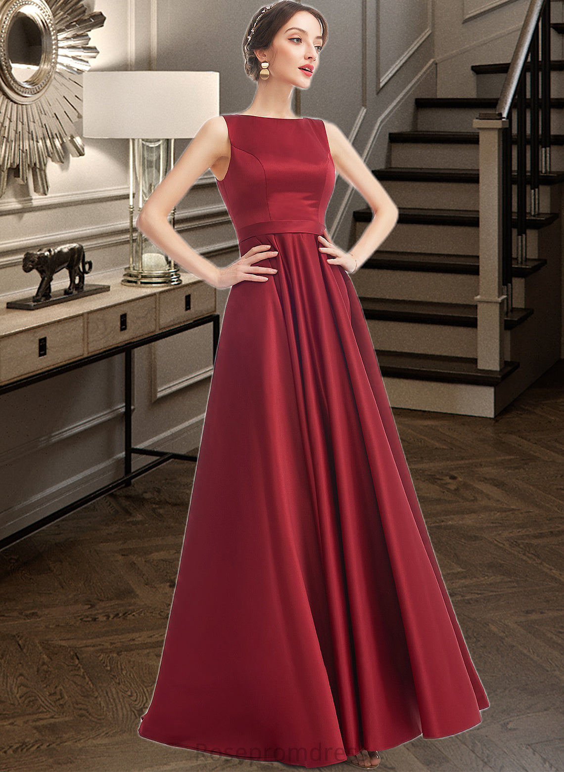 Alayna A-Line Scoop Neck Floor-Length Bridesmaid Dress SRSP0013198