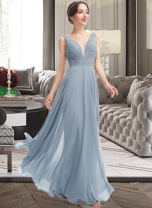 Princess A-Line V-neck Floor-Length Bridesmaid Dress SRSP0013199