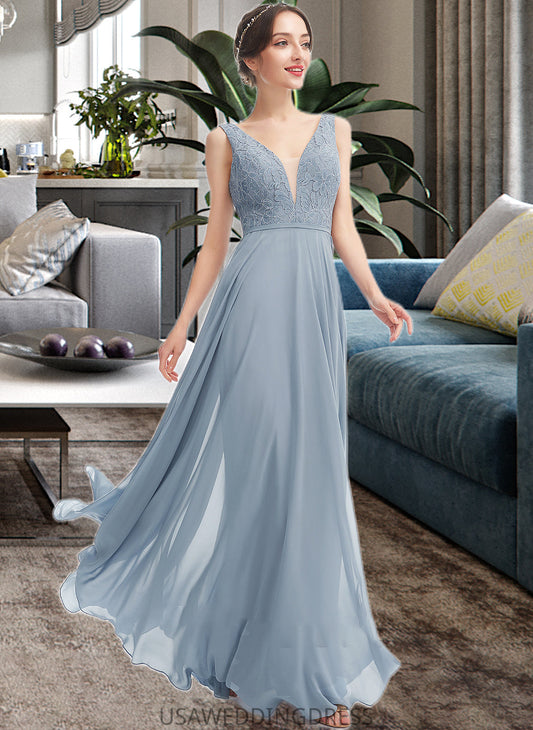 Alice A-Line V-neck Floor-Length Bridesmaid Dress DSP0013199