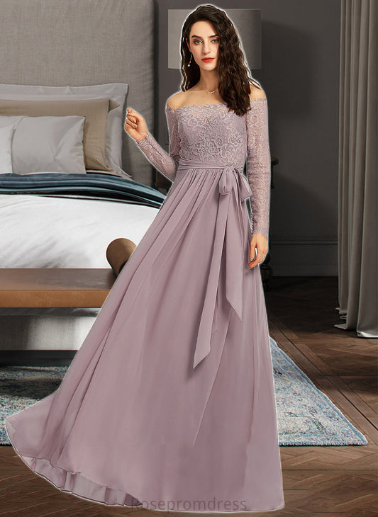 Rayne A-Line Off-the-Shoulder Floor-Length Bridesmaid Dress SRSP0013200