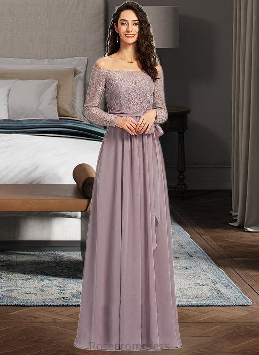 Rayne A-Line Off-the-Shoulder Floor-Length Bridesmaid Dress SRSP0013200