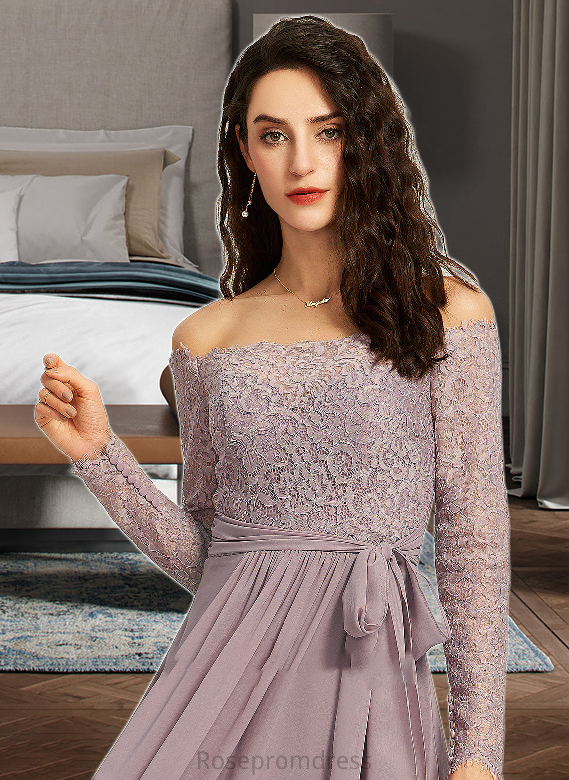 Rayne A-Line Off-the-Shoulder Floor-Length Bridesmaid Dress SRSP0013200