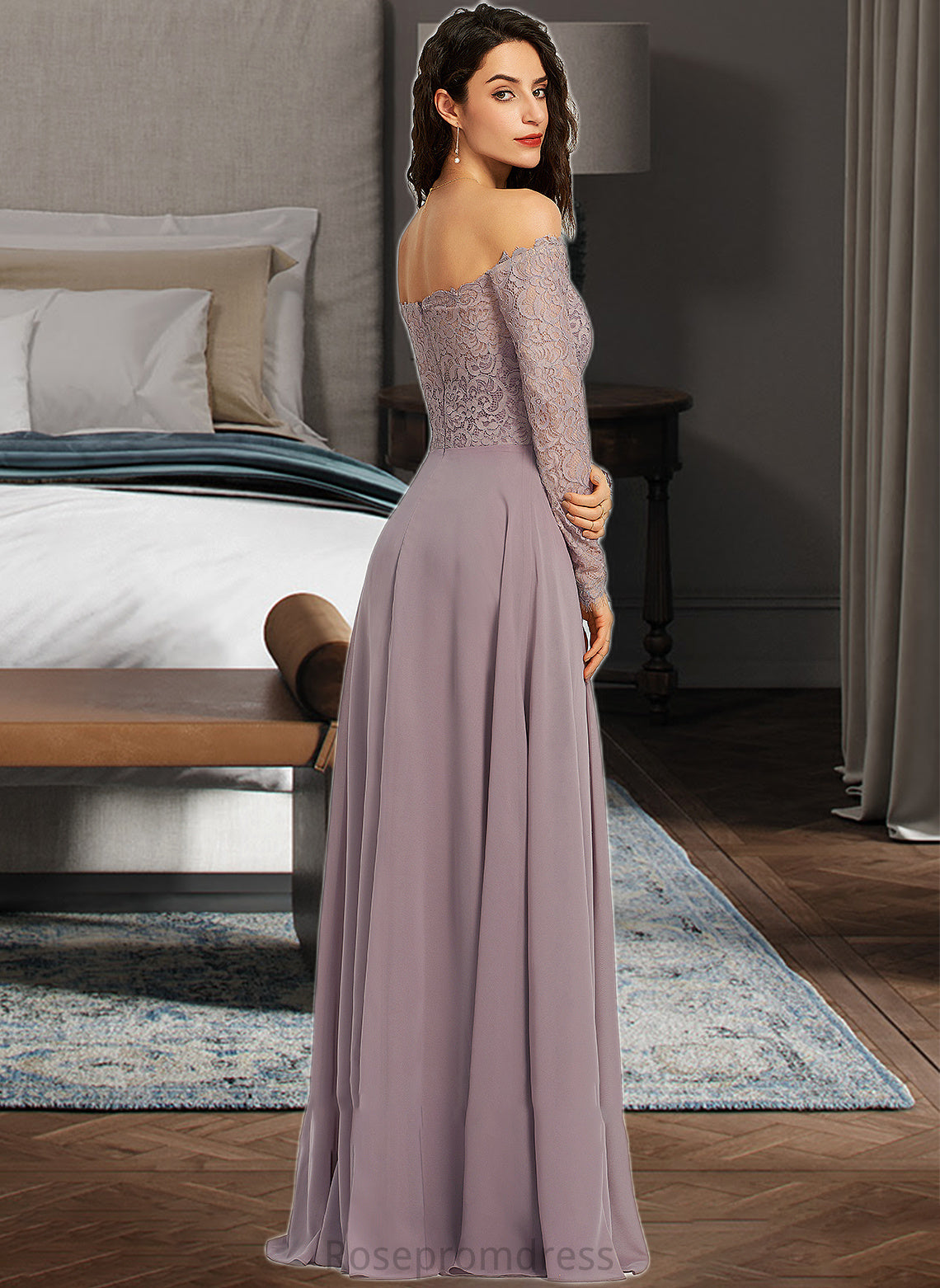 Rayne A-Line Off-the-Shoulder Floor-Length Bridesmaid Dress SRSP0013200