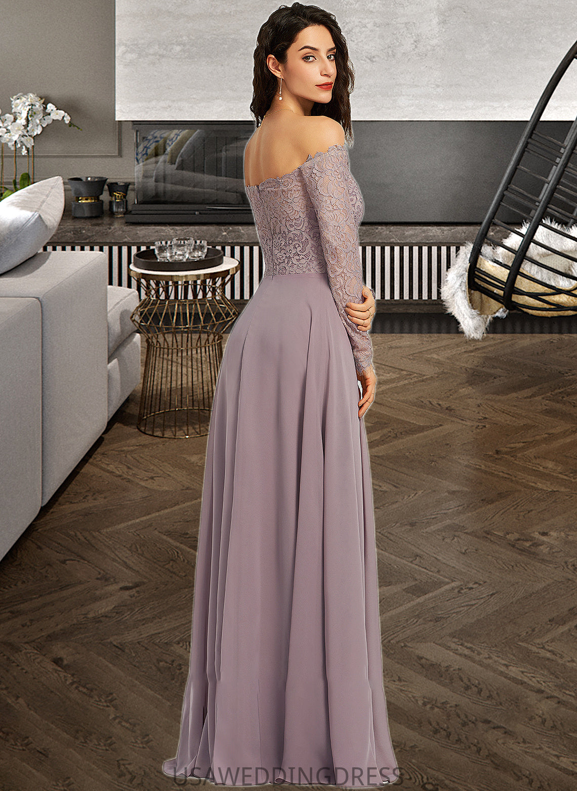 Jasmin A-Line Off-the-Shoulder Floor-Length Bridesmaid Dress DSP0013200