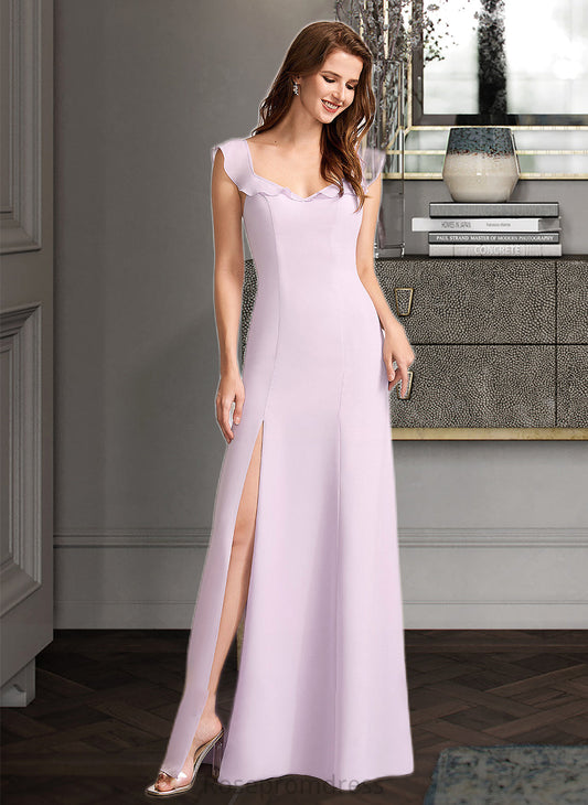 Leah A-Line Square Neckline Floor-Length Bridesmaid Dress With Ruffle SRSP0013220