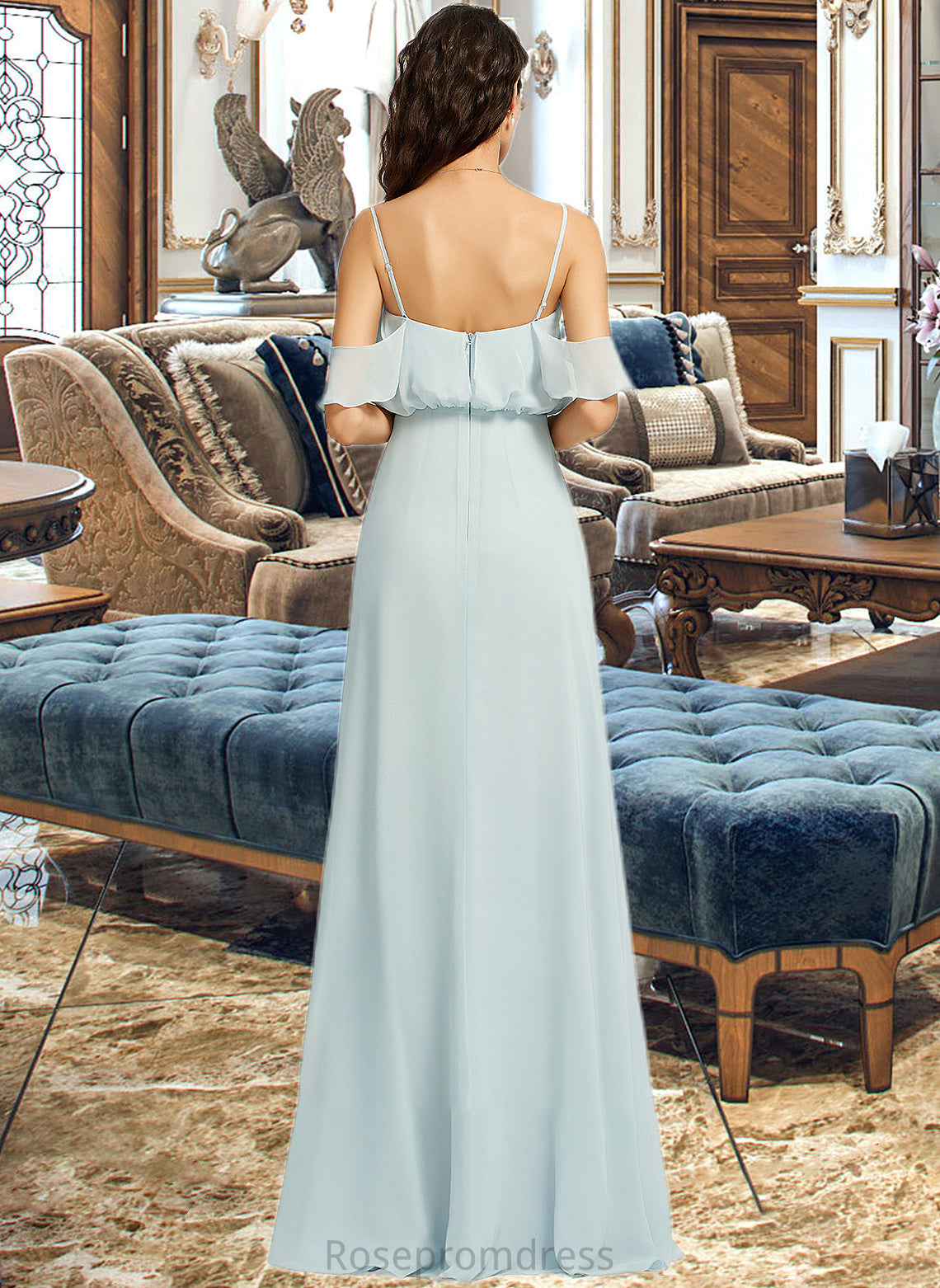 Nathaly A-Line Off-the-Shoulder Floor-Length Bridesmaid Dress With Split Front SRSP0013231