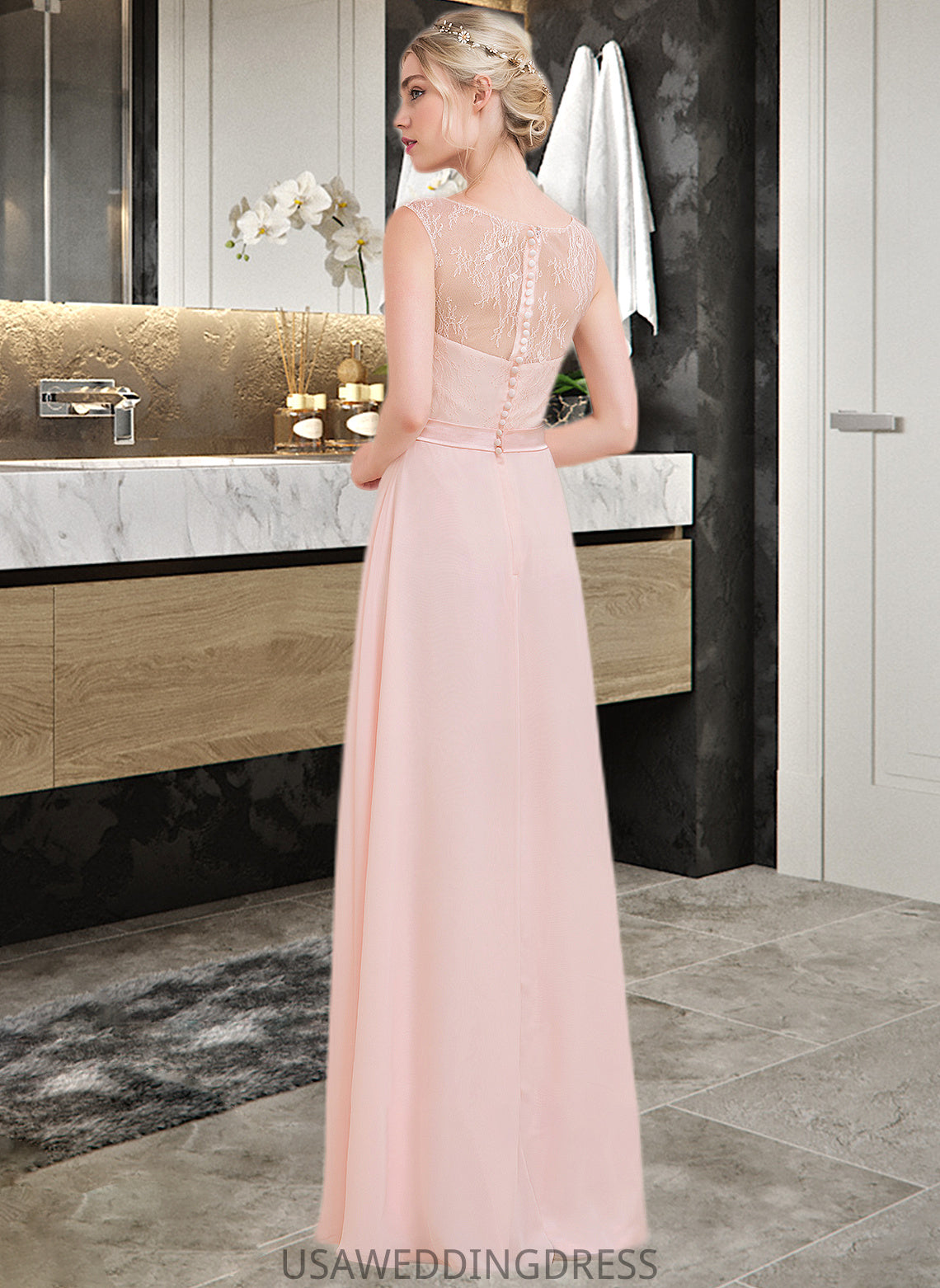 Jacqueline A-Line/Princess Sweetheart Floor-Length Chiffon Bridesmaid Dress With Ruffle DSP0013239