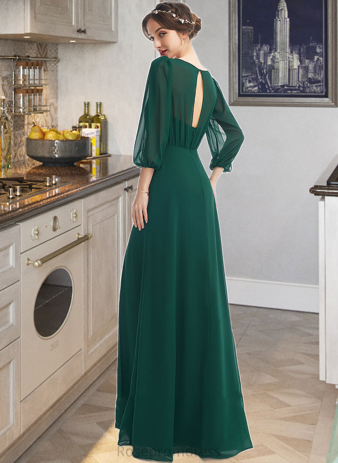 Paloma A-Line Scoop Neck Floor-Length Bridesmaid Dress With Split Front SRSP0013245