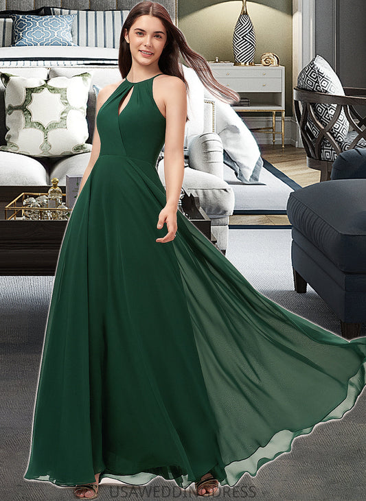 Diana A-Line Scoop Neck Floor-Length Chiffon Bridesmaid Dress DSP0013257