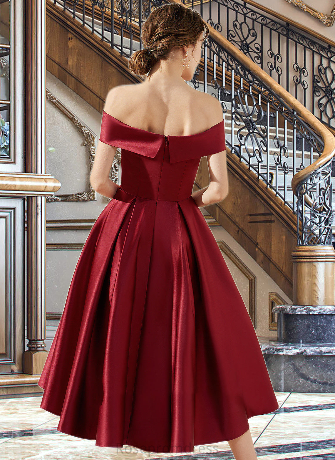Allyson A-Line Off-the-Shoulder Asymmetrical Satin Bridesmaid Dress With Pockets SRSP0013264