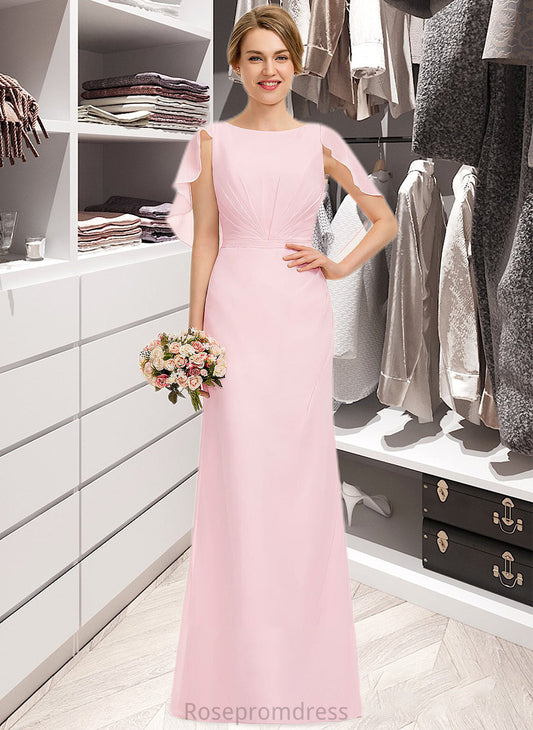 Gwendoline A-Line Scoop Neck Floor-Length Chiffon Bridesmaid Dress With Cascading Ruffles SRSP0013269