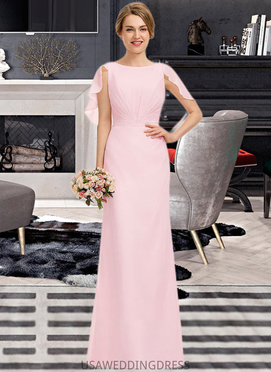 Allison A-Line Scoop Neck Floor-Length Chiffon Bridesmaid Dress With Cascading Ruffles DSP0013269