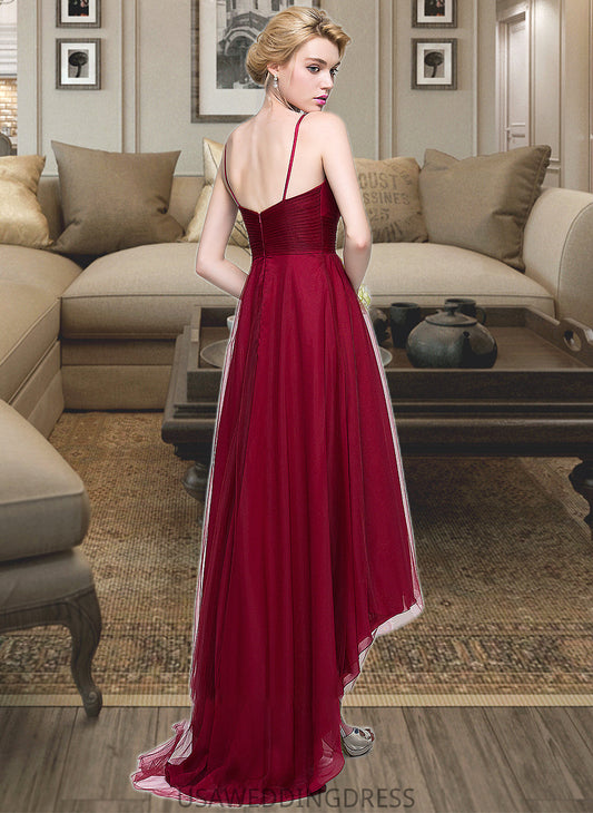 Shyann A-Line V-neck Asymmetrical Tulle Bridesmaid Dress DSP0013270
