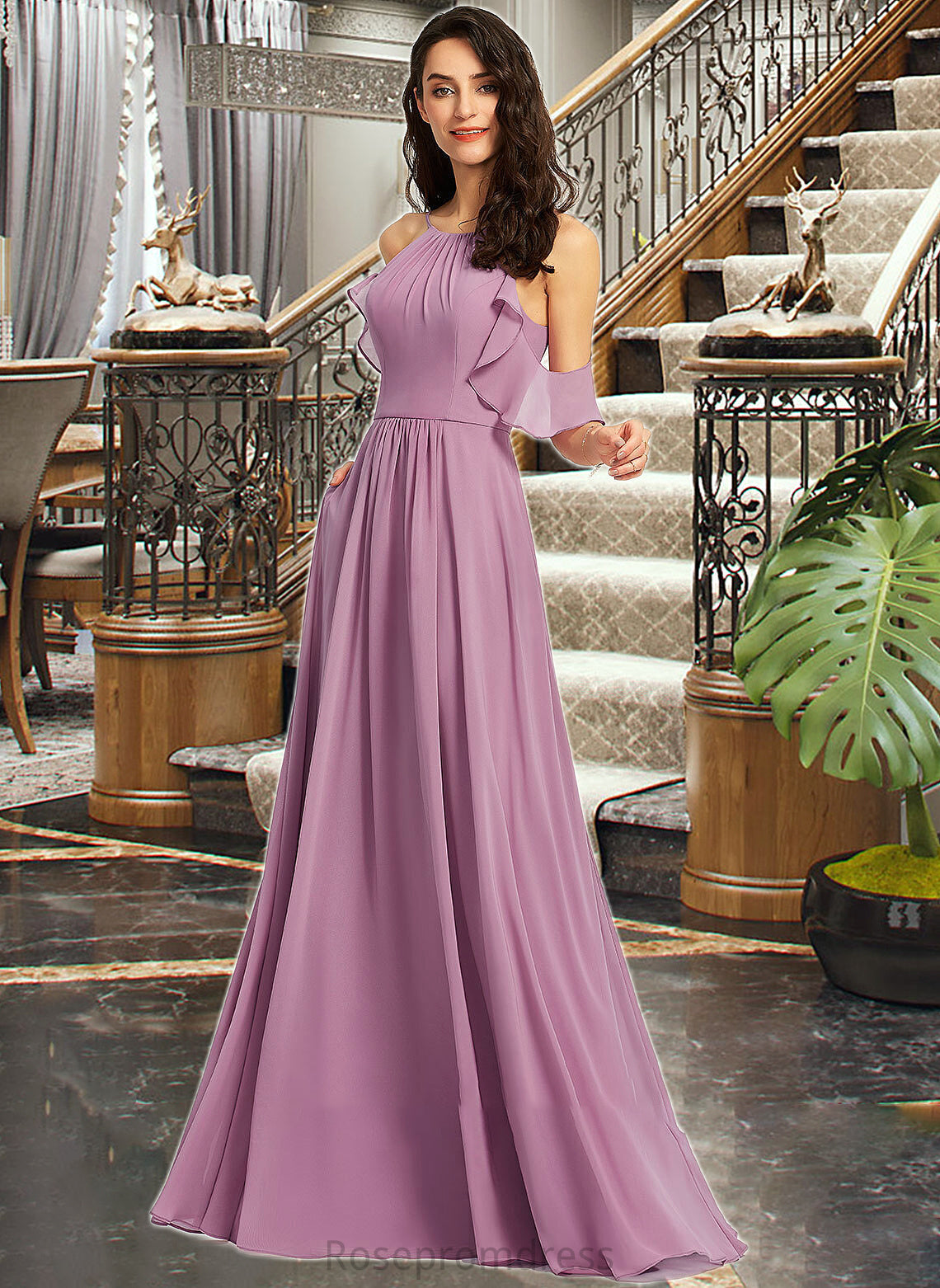 Patience A-Line Scoop Neck Floor-Length Bridesmaid Dress With Pockets SRSP0013287
