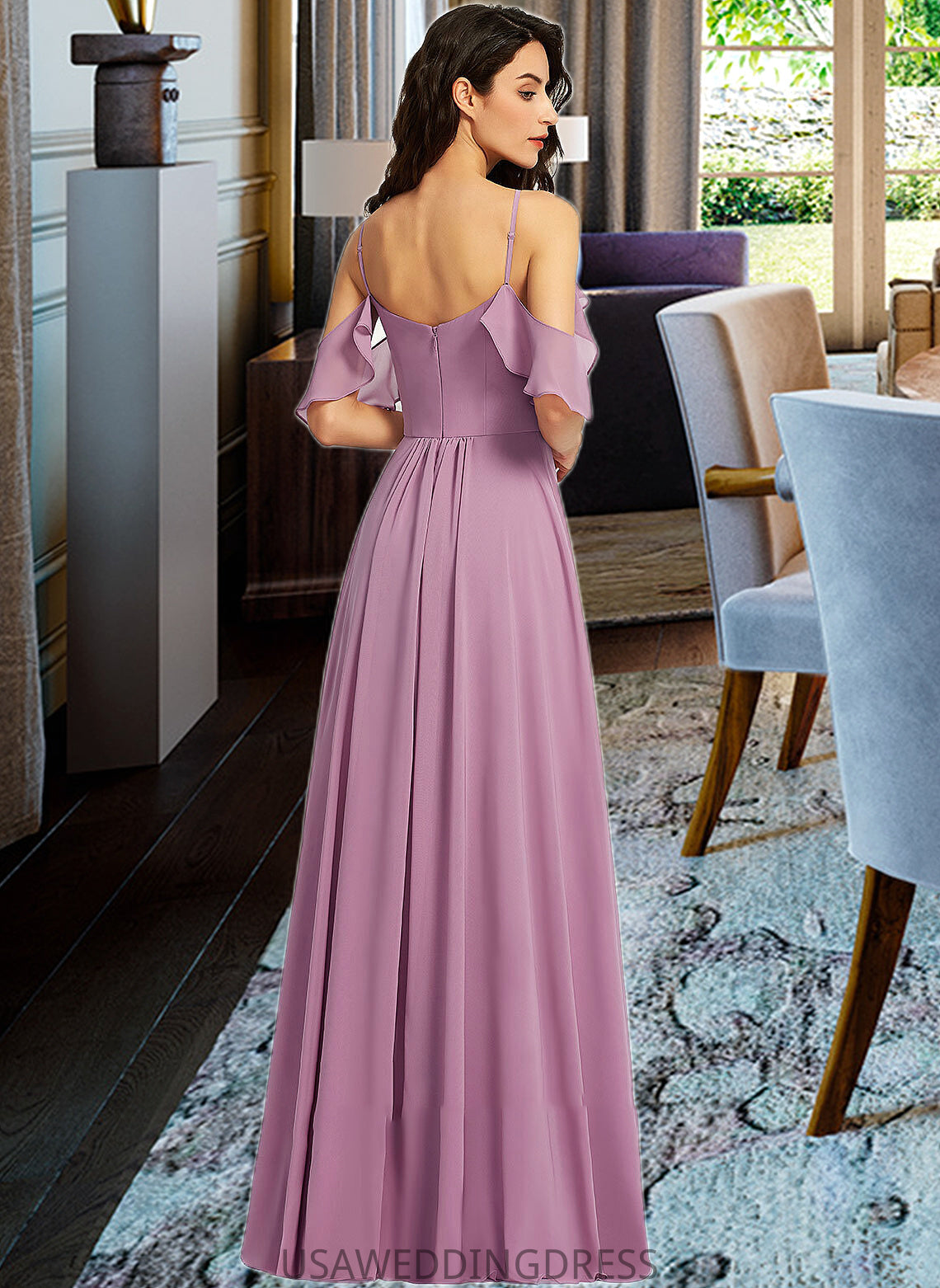 Rosalind A-Line Scoop Neck Floor-Length Bridesmaid Dress With Pockets DSP0013287