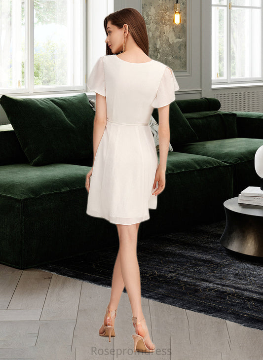 Nia A-LineV-neckShort/MiniBridesmaidDressWithRuffle#259131 SRSP0013293