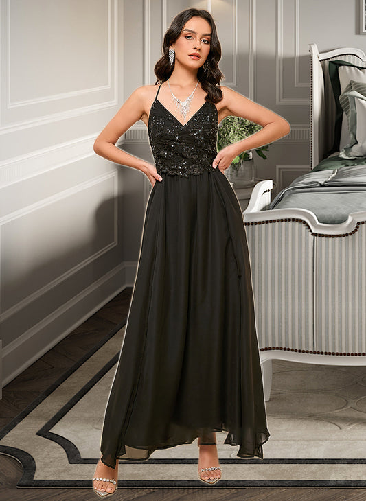 Nylah A-LineV-neckAnkle-LengthBridesmaidDressWithSequinsSplitFront#273658 SRSP0013298