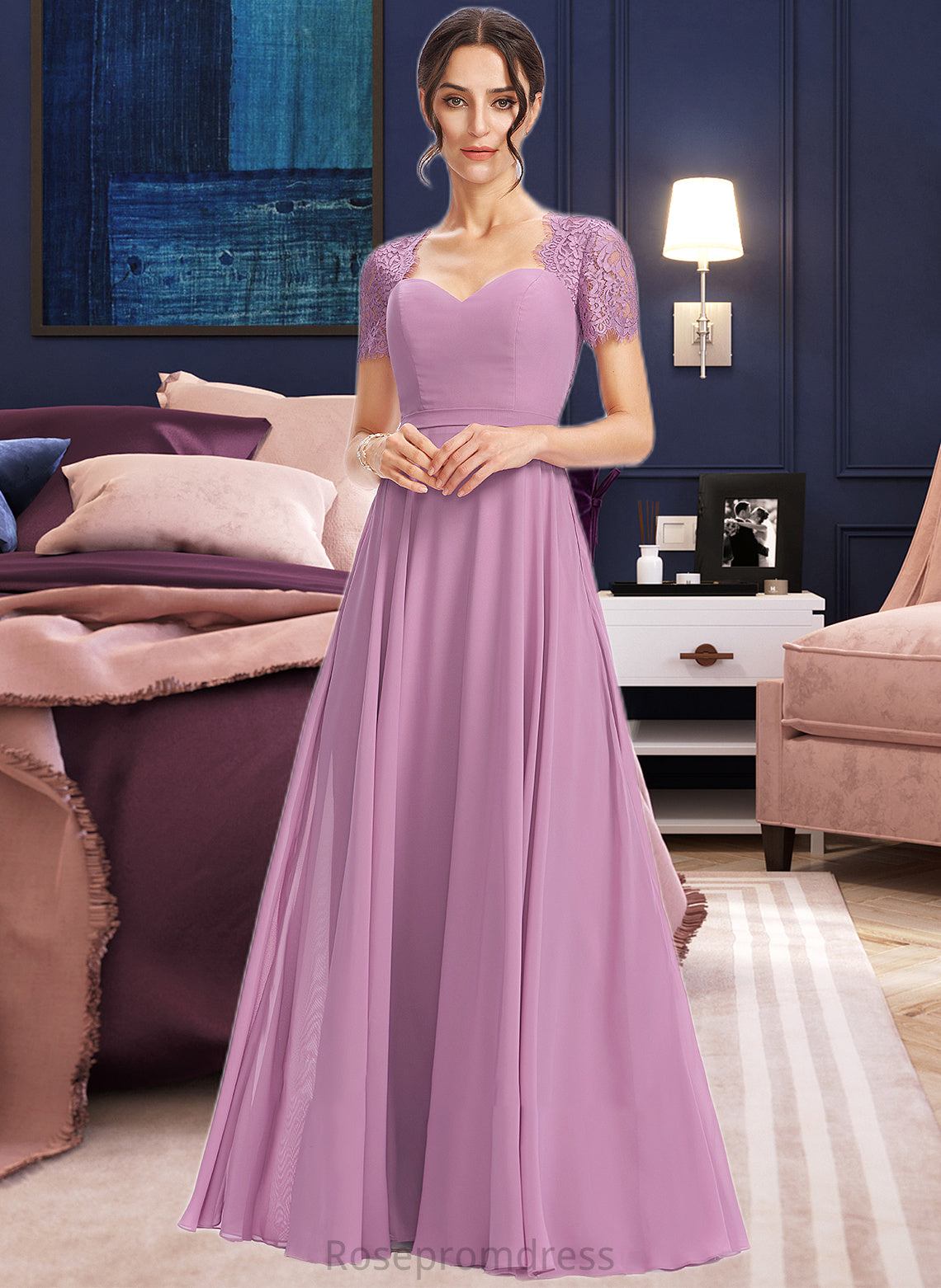 Salome A-Line Sweetheart Bridesmaid Dress With Lace SRSP0013299