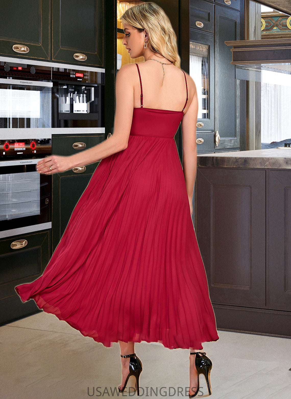 Janessa A-LineV-neckAnkle-LengthBridesmaidDress#273610 DSP0013301