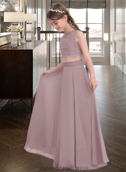 Nancy A-Line Scoop Neck Floor-Length Chiffon Junior Bridesmaid Dress DSP0013316