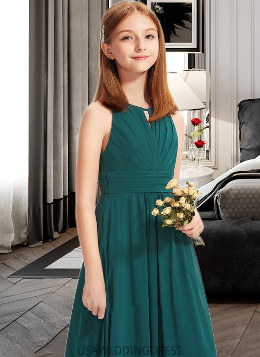 Anabelle A-Line Scoop Neck Floor-Length Chiffon Junior Bridesmaid Dress With Ruffle DSP0013320