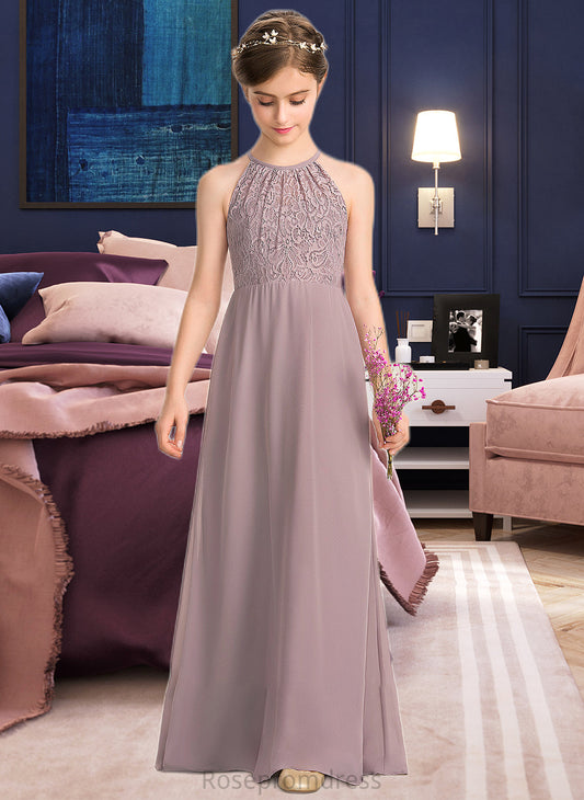 Janice A-LineScoopNeckFloor-LengthChiffonLaceJuniorBridesmaidDressWithRuffle#173272 SRSP0013416