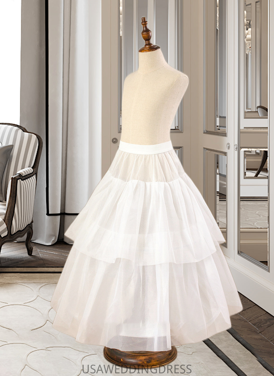 Alisa Ball-Gown/PrincessScoopNeckFloor-LengthTulleJuniorBridesmaidDressWithSashBeading#136423 DSP0013615