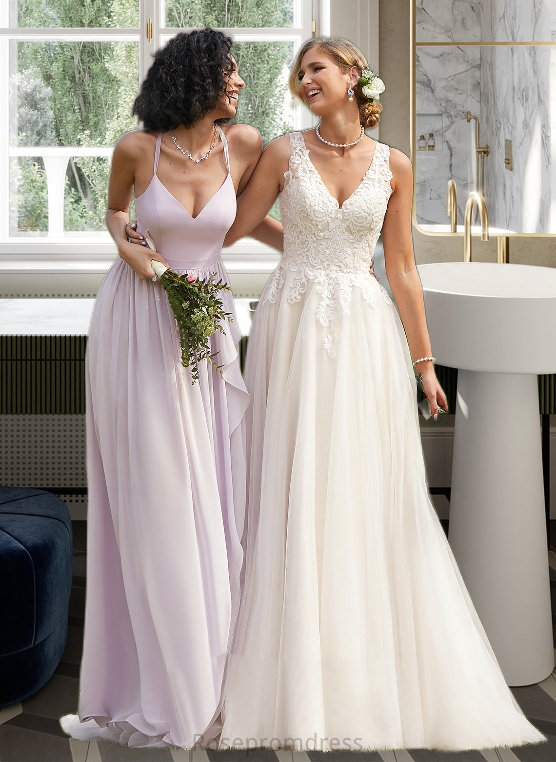Jenna Ball-Gown/Princess V-neck Court Train Tulle Wedding Dress SRSP0013682