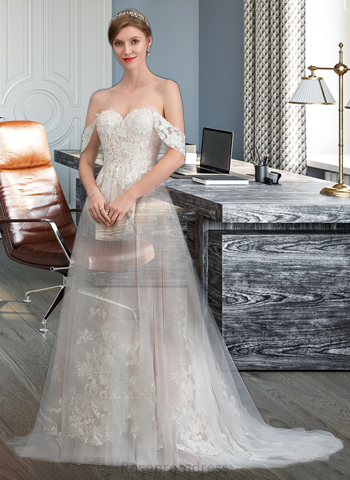 Kadence Ball-Gown/Princess Sweetheart Sweep Train Tulle Wedding Dress SRSP0013685