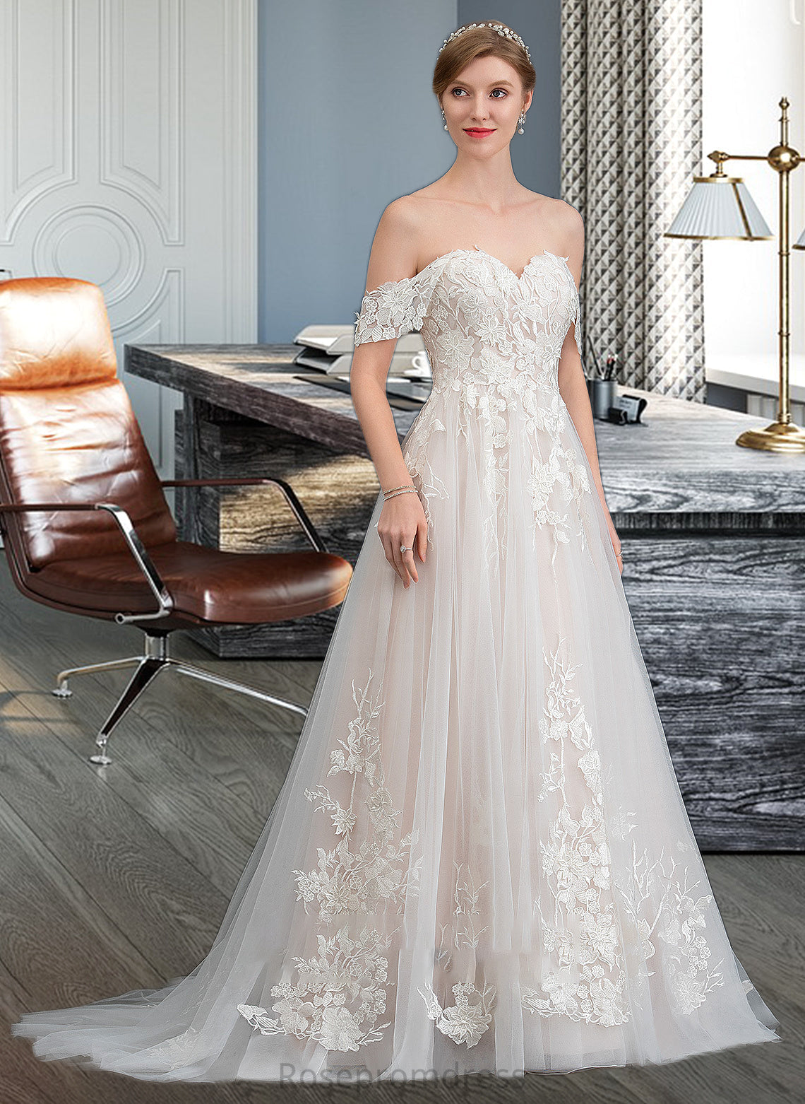 Kadence Ball-Gown/Princess Sweetheart Sweep Train Tulle Wedding Dress SRSP0013685