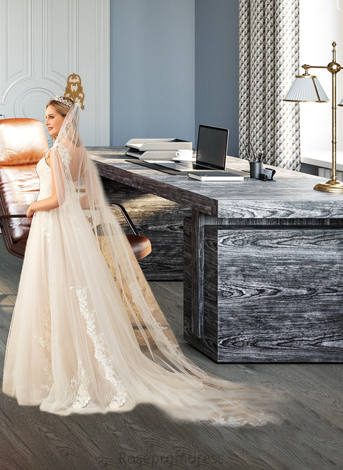 Kadence Ball-Gown/Princess Sweetheart Sweep Train Tulle Wedding Dress SRSP0013685