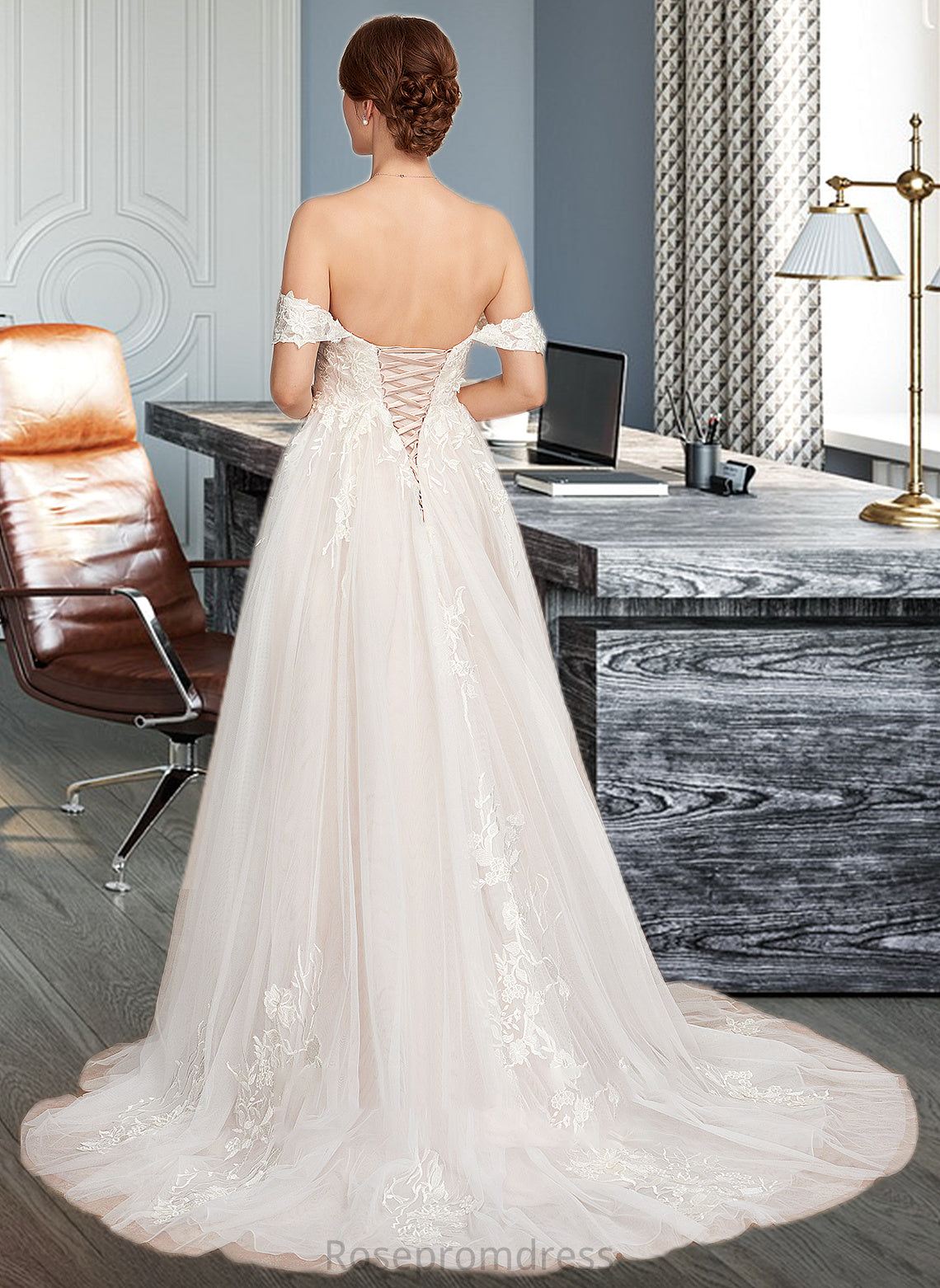 Kadence Ball-Gown/Princess Sweetheart Sweep Train Tulle Wedding Dress SRSP0013685
